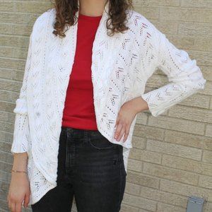 CAbi crocheted white sweater cardigan size M